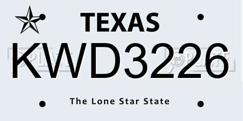 KWD3226 Texas License Plate