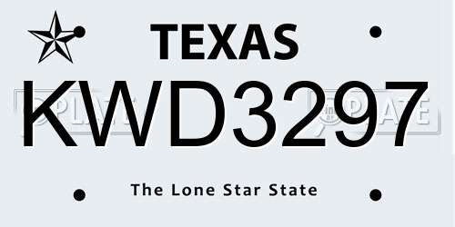 KWD3297 Texas License Plate