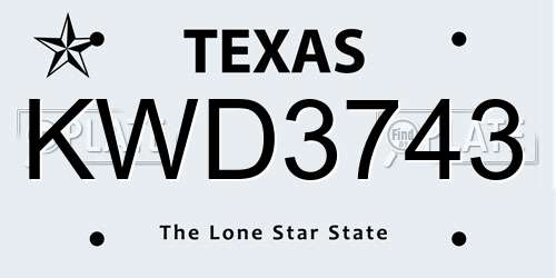 KWD3743 Texas License Plate