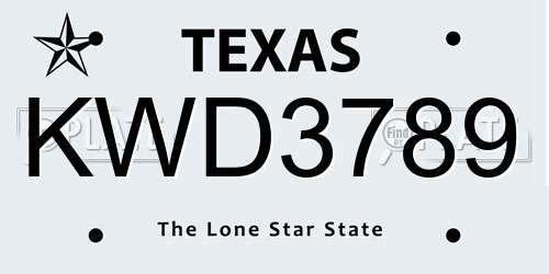 KWD3789 Texas License Plate