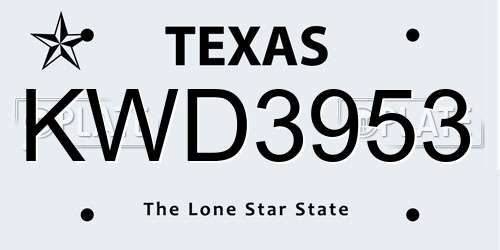 KWD3953 Texas License Plate