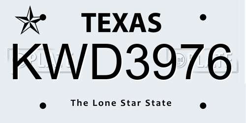 KWD3976 Texas License Plate