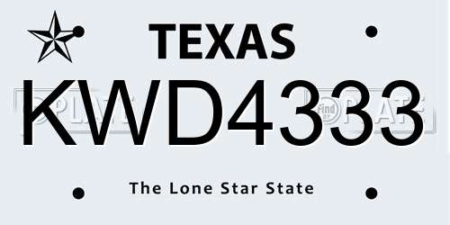 KWD4333 Texas License Plate