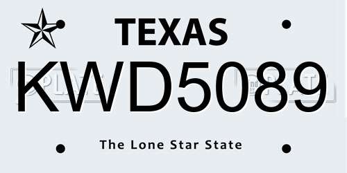 KWD5089 Texas License Plate