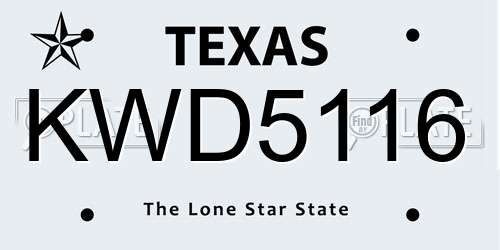 KWD5116 Texas License Plate