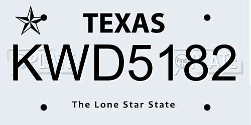 KWD5182 Texas License Plate