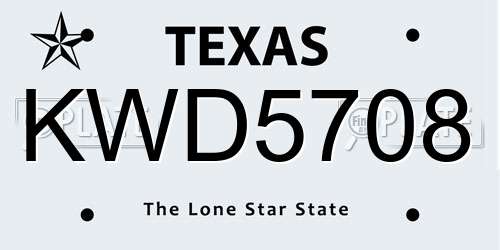 KWD5708 Texas License Plate