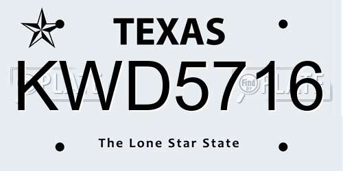 KWD5716 Texas License Plate