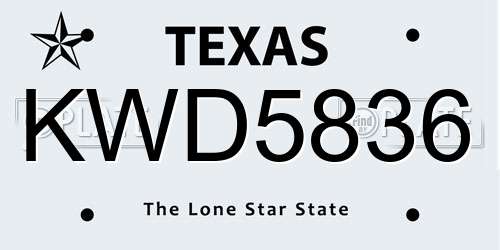 KWD5836 Texas License Plate