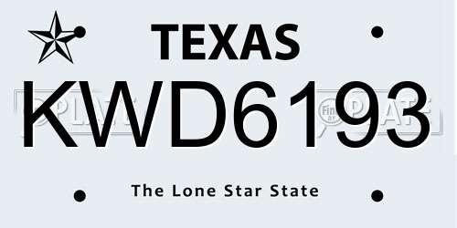 KWD6193 Texas License Plate