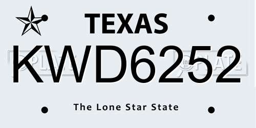 KWD6252 Texas License Plate
