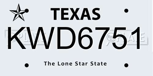 KWD6751 Texas License Plate