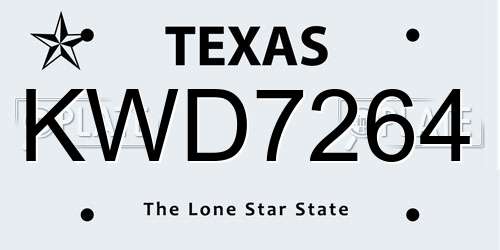 KWD7264 Texas License Plate
