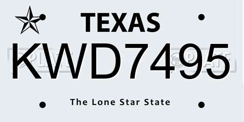 KWD7495 Texas License Plate