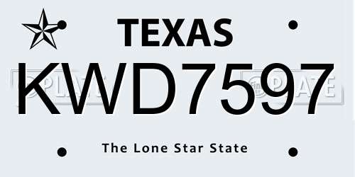 KWD7597 Texas License Plate