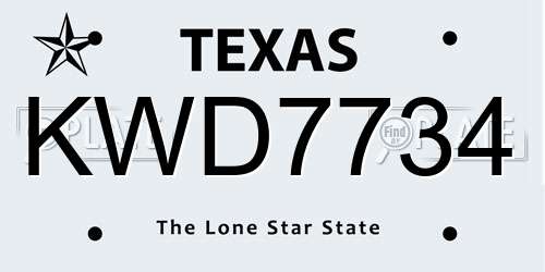 KWD7734 Texas License Plate