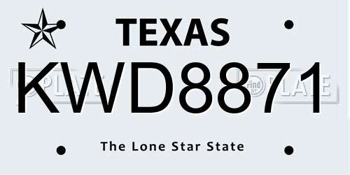 KWD8871 Texas License Plate