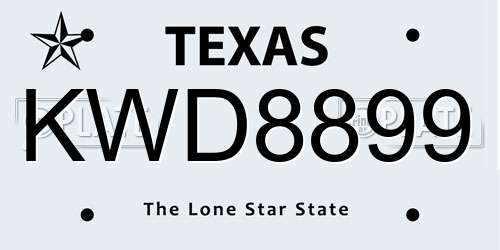 KWD8899 Texas License Plate