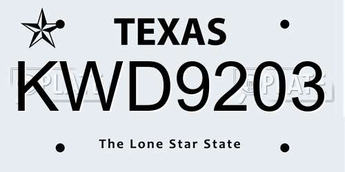 KWD9203 Texas License Plate
