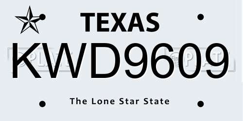 KWD9609 Texas License Plate