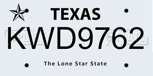 KWD9762 Texas License Plate