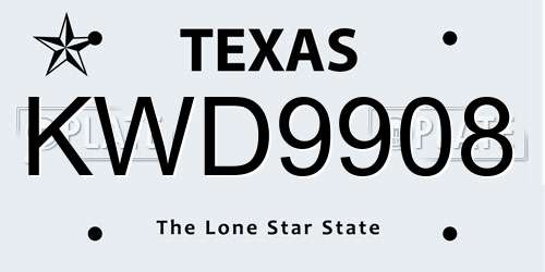 KWD9908 Texas License Plate