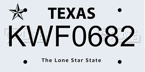 KWF0682 Texas License Plate