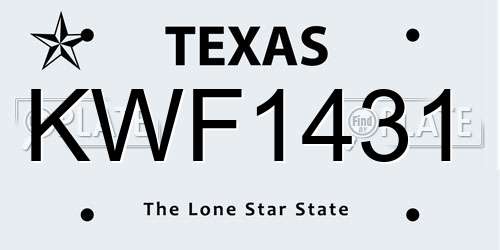 KWF1431 Texas License Plate