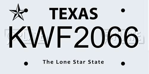 KWF2066 Texas License Plate