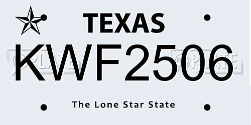 KWF2506 Texas License Plate