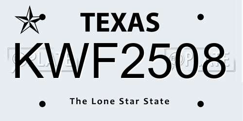 KWF2508 Texas License Plate