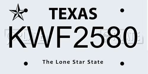 KWF2580 Texas License Plate