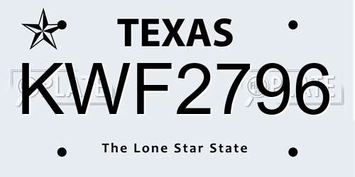 KWF2796 Texas License Plate