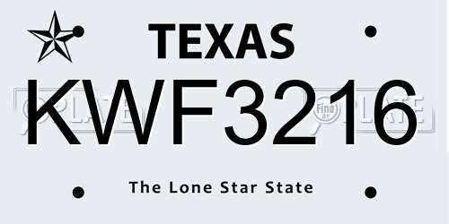 KWF3216 Texas License Plate