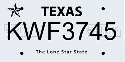 KWF3745 Texas License Plate