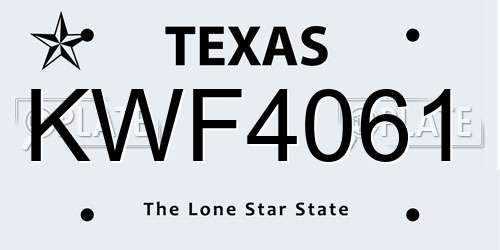 KWF4061 Texas License Plate