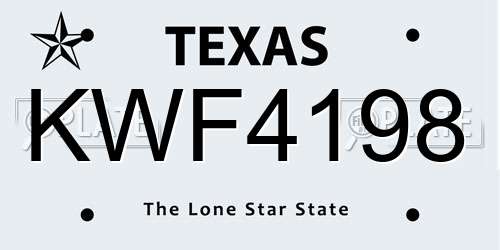 KWF4198 Texas License Plate