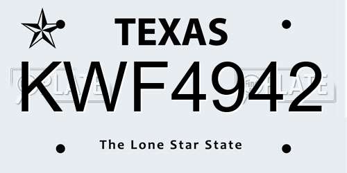 KWF4942 Texas License Plate