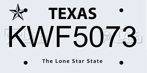 KWF5073 Texas License Plate