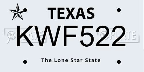 KWF522 Texas License Plate