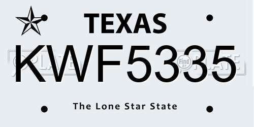 KWF5335 Texas License Plate