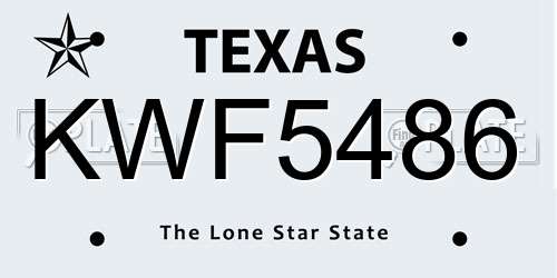 KWF5486 Texas License Plate