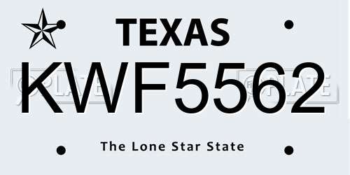 KWF5562 Texas License Plate