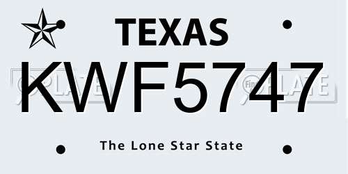 KWF5747 Texas License Plate