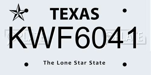 KWF6041 Texas License Plate