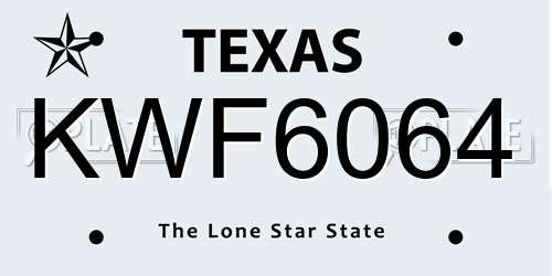 KWF6064 Texas License Plate
