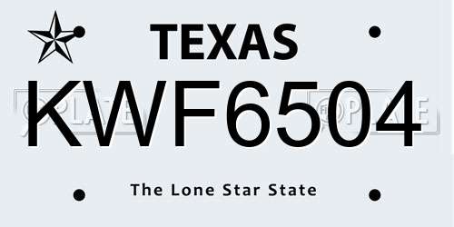 KWF6504 Texas License Plate
