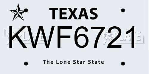 KWF6721 Texas License Plate