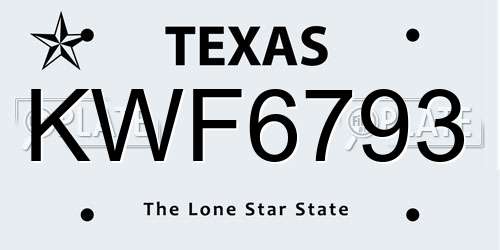 KWF6793 Texas License Plate