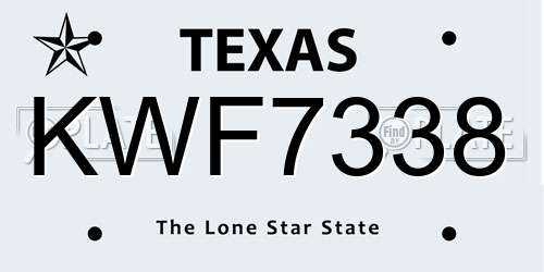 KWF7338 Texas License Plate